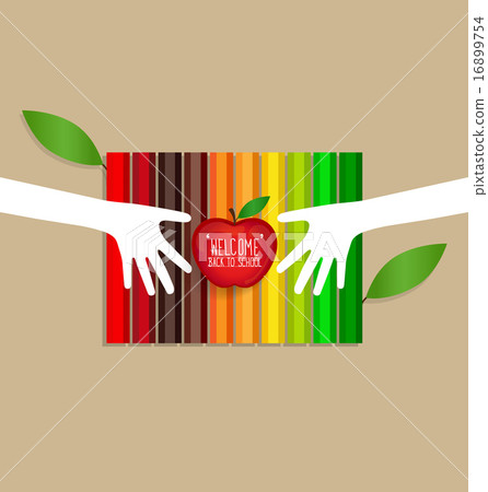 Welcome back to school with Apple and Color pencils background, Welcome back to school with Apple and Color pencils background, 16899754