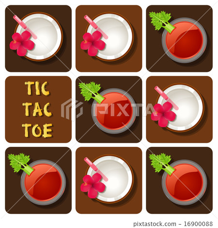 Tic-Tac-Toe of tomato juice and coconut water 16900088
