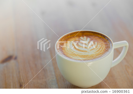 Latte Coffee art on the wooden table Latte Coffee art on the wooden table 16900361