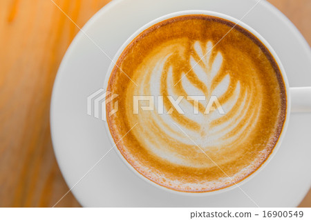 Latte Coffee art on the wooden table 16900549