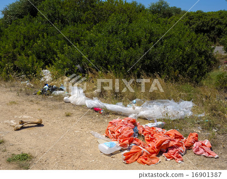 Rubbish and abandoned hazardous waste in a country 16901387