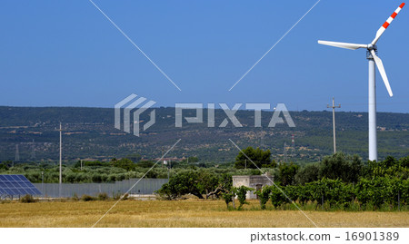 countryside apulia, Eolic turbine solar panels 16901389