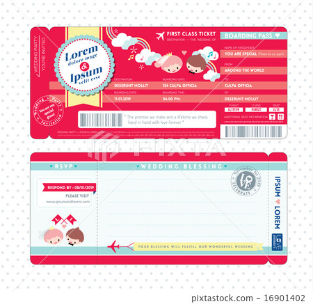 Boarding Pass Wedding Invitation Template 16901402