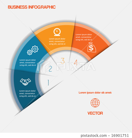 Infographic semicircle text areas on four position 16901751