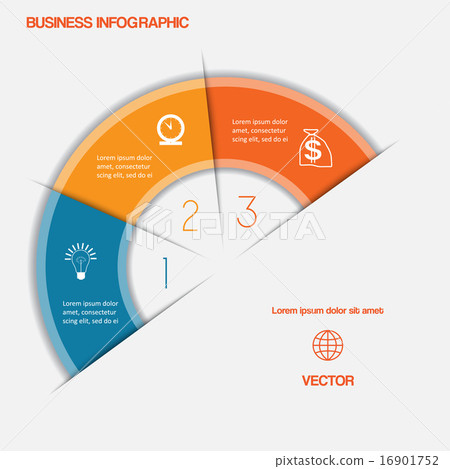 Infographic semicircle text areas three position 16901752
