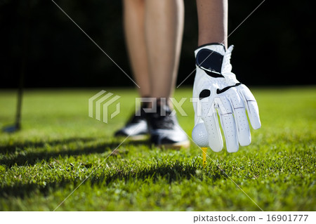 Girl playing golf, bright colorful vivid theme 16901777