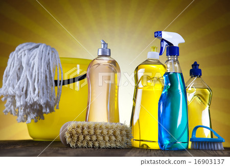 Cleaning Equipment and sun, home work colorful theme Cleaning Equipment and sun, home work colorful theme 16903137