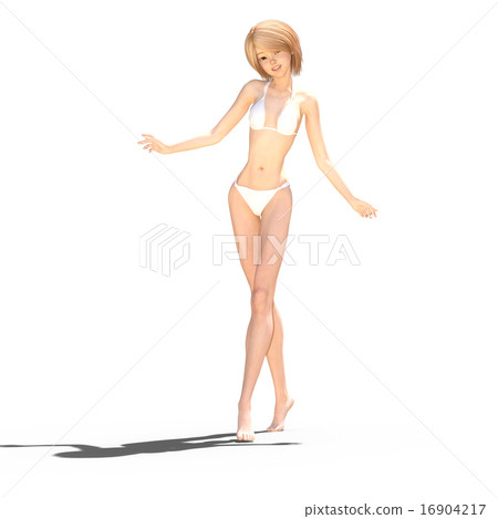 White swimwear female perming 3DCG illustration material White swimwear female perming 3DCG illustration material 16904217