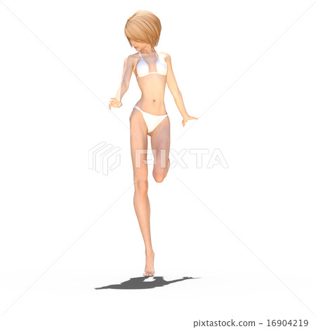 White swimwear female perming 3DCG illustration material White swimwear female perming 3DCG illustration material 16904219