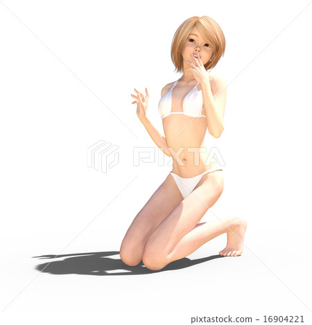 White swimwear female perming 3DCG illustration material White swimwear female perming 3DCG illustration material 16904221