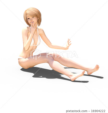 White swimwear female perming 3DCG illustration material White swimwear female perming 3DCG illustration material 16904222