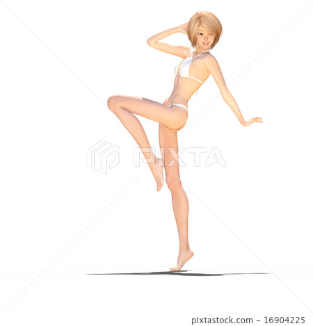 White swimwear female perming 3DCG illustration material White swimwear female perming 3DCG illustration material 16904225