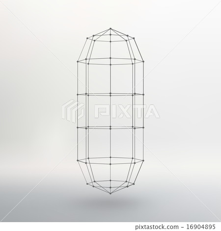 Wireframe mesh Polygonal capsule. The capsule of the lines connected dots. Atomic lattice. Driving Wireframe mesh Polygonal capsule. The capsule of the lines connected dots. Atomic lattice. Driving 16904895