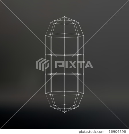 Wireframe mesh Polygonal capsule. The capsule of the lines connected dots. Atomic lattice. Driving Wireframe mesh Polygonal capsule. The capsule of the lines connected dots. Atomic lattice. Driving 16904896