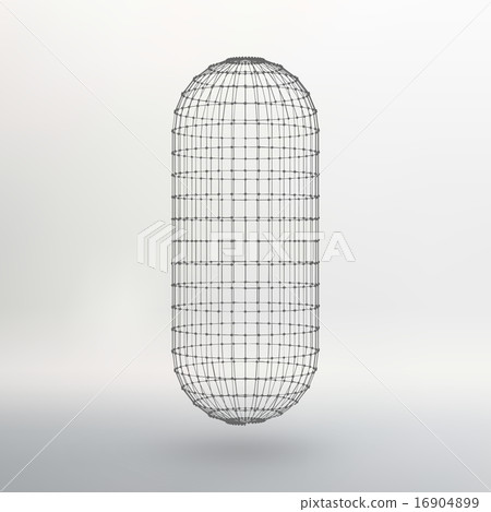 Wireframe mesh Polygonal capsule. The capsule of the lines connected dots. Atomic lattice. Driving Wireframe mesh Polygonal capsule. The capsule of the lines connected dots. Atomic lattice. Driving 16904899