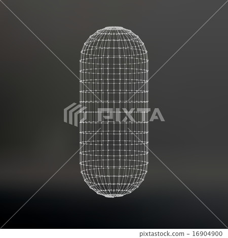 Wireframe mesh Polygonal capsule. The capsule of the lines connected dots. Atomic lattice. Driving Wireframe mesh Polygonal capsule. The capsule of the lines connected dots. Atomic lattice. Driving 16904900