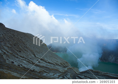 Volcano Ijen, Java, Indonesia, bright colorful 16905103