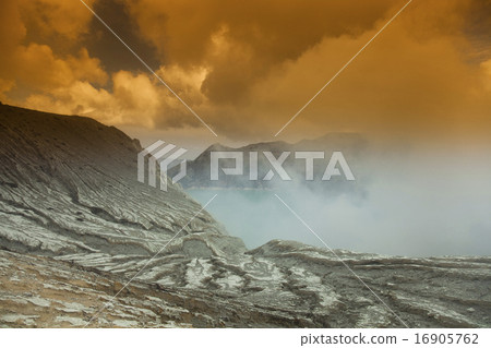 Crater of volcano Ijen, Java, Indonesia 16905762