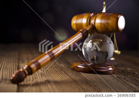 Mallet of judge, legal code and scales 16906385