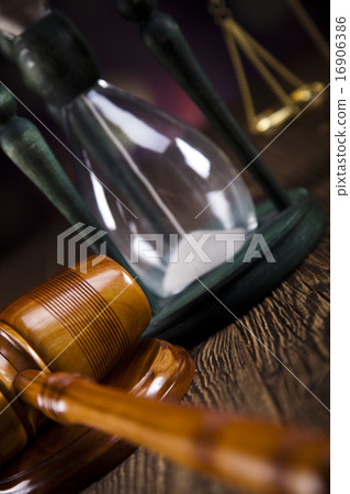 Mallet of judge, legal code and scales 16906386