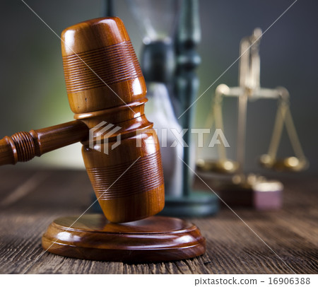 Mallet of judge, legal code and scales Mallet of judge, legal code and scales 16906388