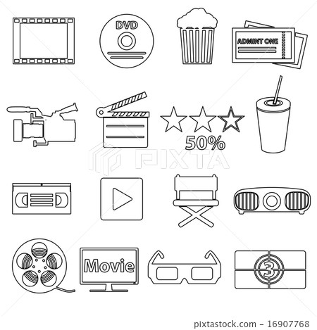 movie and cinema vector simple outline icons set movie and cinema vector simple outline icons set 16907768