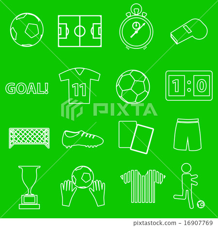 soccer football simple white outline icons set soccer football simple white outline icons set 16907769