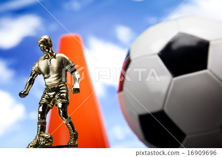 Soccer ball and sunshine, vivid colorful theme 16909696