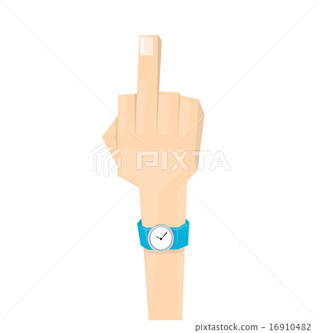 simple man hand with middle finger.  16910482