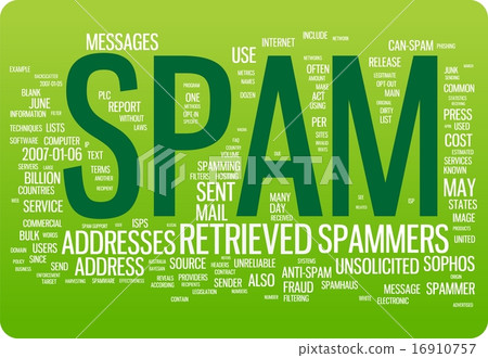 Spam word cloud illustration. Graphic tag collection Spam word cloud illustration. Graphic tag collection 16910757