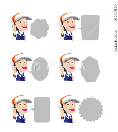 Set of smile mechanic cartoon wrench in hand Set of smile mechanic cartoon wrench in hand 16911930
