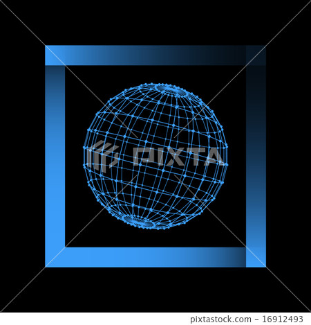 Mesh polygonal background. Scope of lines and dots. Ball of the lines connected to points. Molecular 16912493