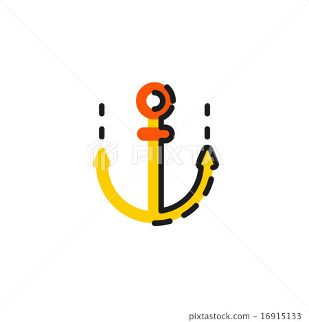 Color line icon for flat design. Anchor - Stock Illustration [16915133 ...