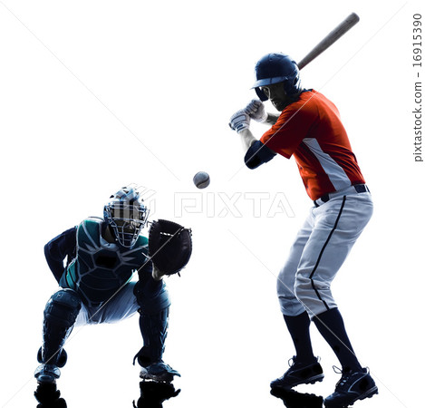 Men baseball players silhouette isolated 16915390