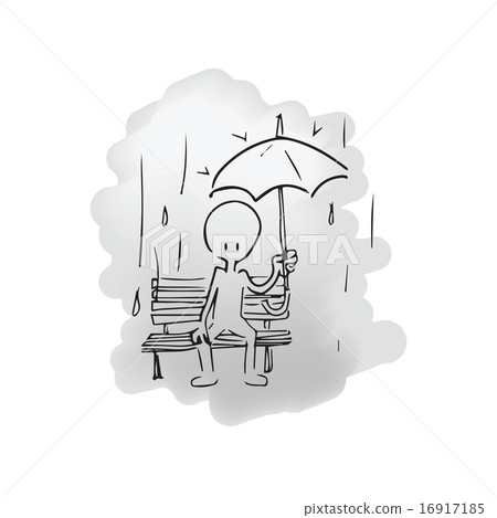 Man sitting in the rain alone Man sitting in the rain alone 16917185
