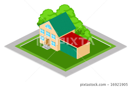 Isometric House with Garage Isometric House with Garage 16921905