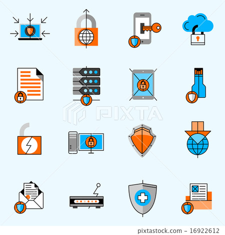 Data Protection Line Icons Set 16922612