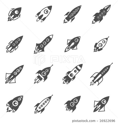 Space Rockets Black White Icons Set  16922696