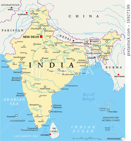 Calcutta In India Political Map India Political Map - Stock Illustration [16927199] - Pixta