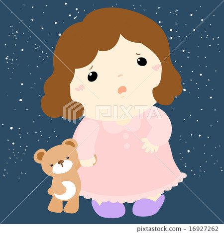 cute girl and her doll sleepless vector cute girl and her doll sleepless vector 16927262