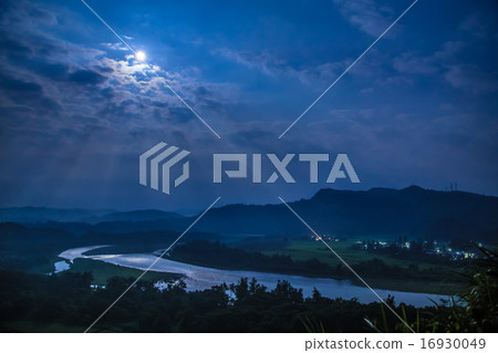 新潟縣小千谷市滿月之光，神奇的信濃河照亮 16930049