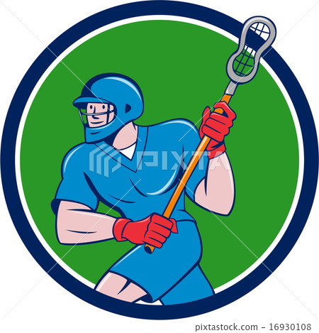 Lacrosse Player Crosse Stick Running Circle Lacrosse Player Crosse Stick Running Circle 16930108