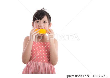 Happy asian girl hand holding melon 16933746