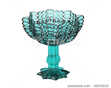 blue  ice-cream bowl 3d render in glass 16933919