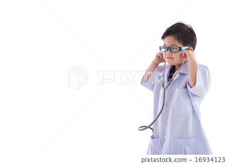 Little asian child in doctor uniformLittle asian c 16934123
