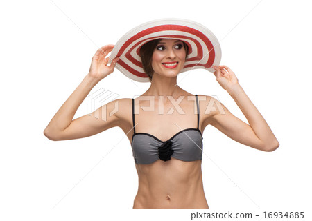 Caucasian young smiling woman. Pin up style 16934885