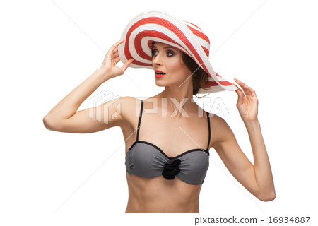 Caucasian woman wearing swimsuit. Pin up style Caucasian woman wearing swimsuit. Pin up style 16934887