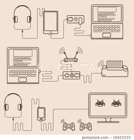 Technology flat illustration with device. Top view 16935535