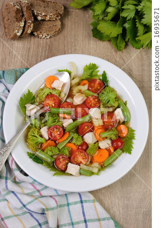 Vegetable soup with chicken Vegetable soup with chicken 16935671