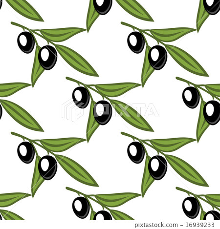Seamless pattern with olive branches and olives 16939233